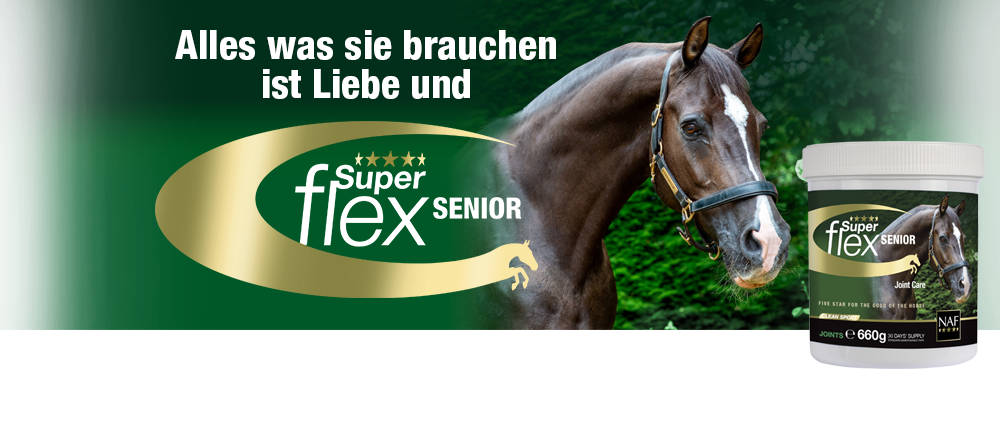 Kraftvolle, einzigartige Formel zur Unterstützung der Gelenke älterer Pferde und zur lebenslangen Förderung der Flexibilität.