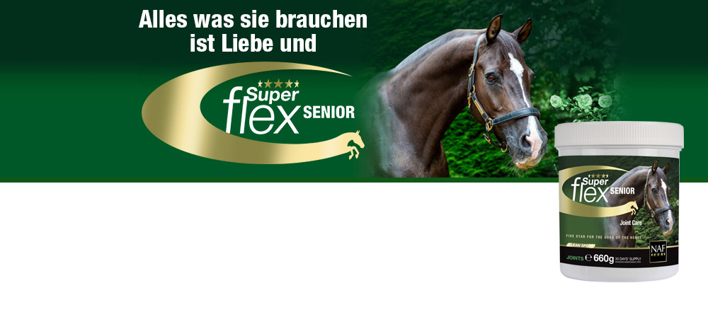 Kraftvolle, einzigartige Formel zur Unterstützung der Gelenke älterer Pferde und zur lebenslangen Förderung der Flexibilität.