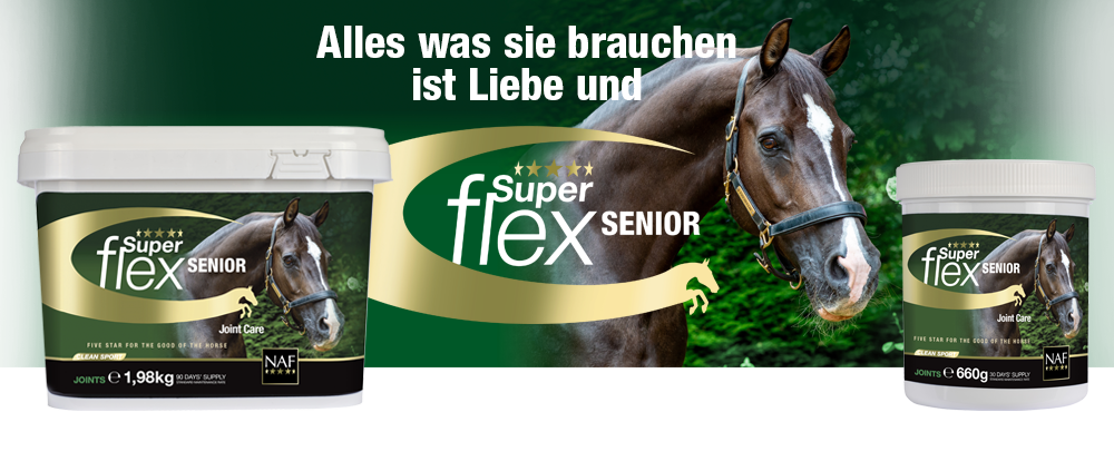 Kraftvolle, einzigartige Formel zur Unterstützung der Gelenke älterer Pferde und zur lebenslangen Förderung der Flexibilität.
