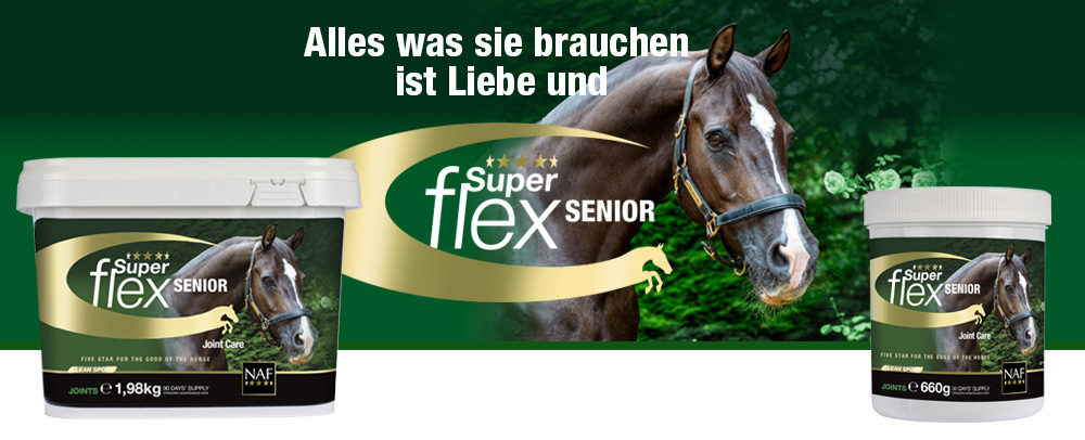 Kraftvolle, einzigartige Formel zur Unterstützung der Gelenke älterer Pferde und zur lebenslangen Förderung der Flexibilität.