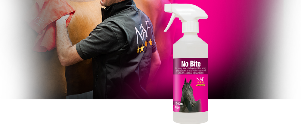 En spray med ubehagelig smag, der afskrækker hesten fra at tygge i dækkener og bandager.