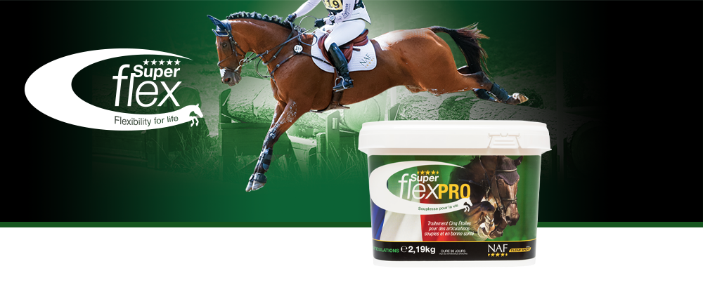 Five Star Superflex Pro est une formulation unique réunissant nos nutriments clés de plus haute gamme pour le support des articulations nécessaires pour les chevaux qui concourent régulièrement ou au plus haut niveau
