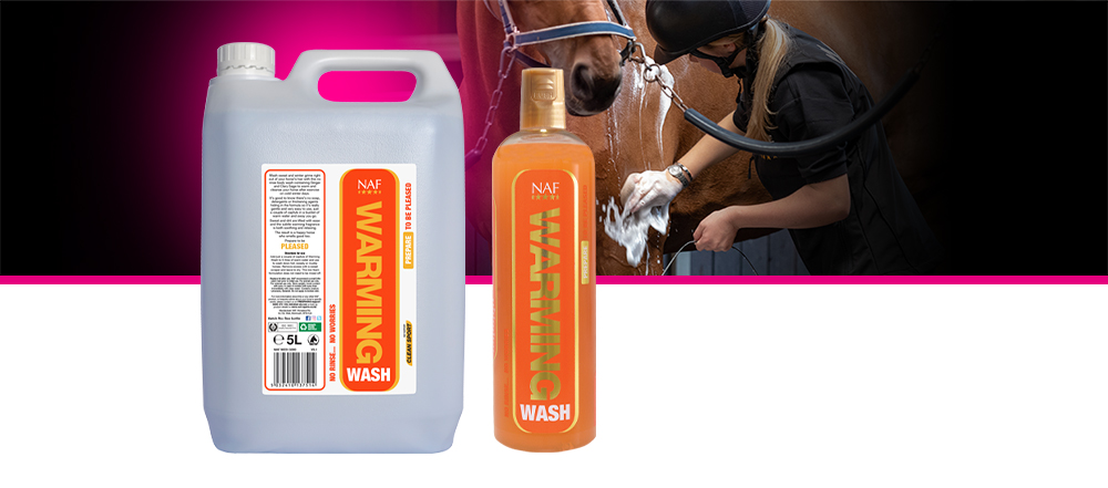 Een verwarmende body wash met Gember en Muskaatsalie om het paard op te warmen en te reinigen na een training op koude winterdagen