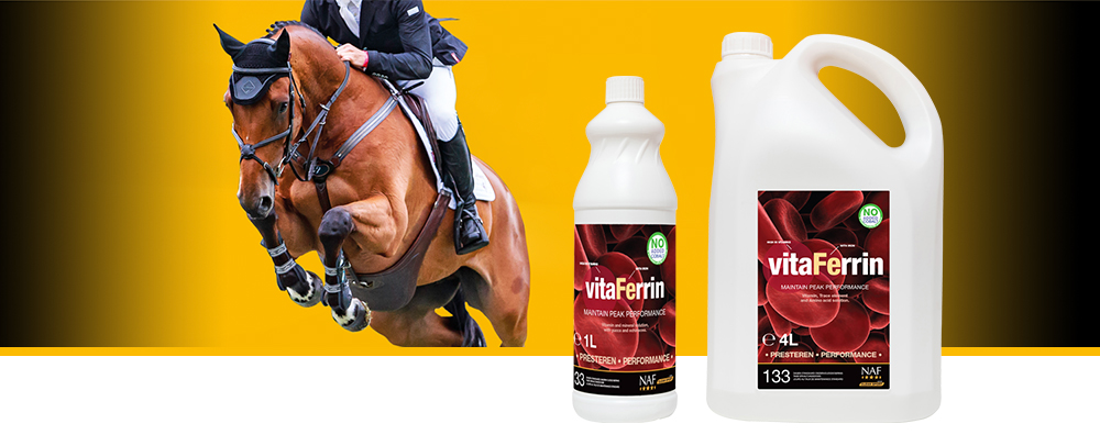 NAF 's veterinaire en nutritionele specialisten hebben vitaFerrin ontwikkeld als een passende en effectieve formule om de prestatieniveaus van paarden te optimaliseren