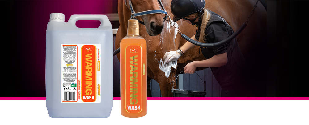 Een verwarmende body wash met Gember en Muskaatsalie om het paard op te warmen en te reinigen na een training op koude winterdagen