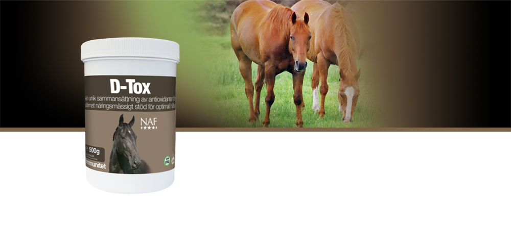 D-Tox innehåller en unik sammansättning av vetenskapligt beprövade, naturliga antioxidanter som skonsamt sköljer ut överskottet av gifter och återskapar hästens naturliga balans