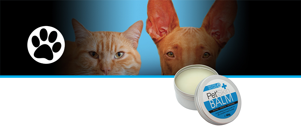 A long-lasting hydrating balm for use on dry skin, cracked noses or pads, cuts, scrapes & rubs.